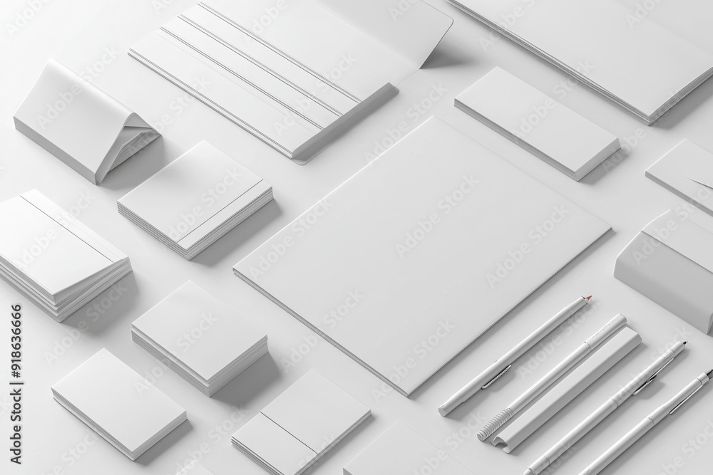 Realistic blank stationery set mockup isolated created with generative ai Realistic blank stationery set mockup isolated created with generative ai