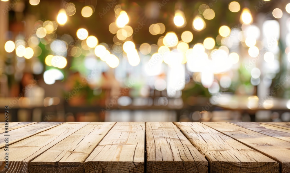 Rustic Wooden Table in Cozy Cafe Rustic Wooden Table in Cozy Cafe