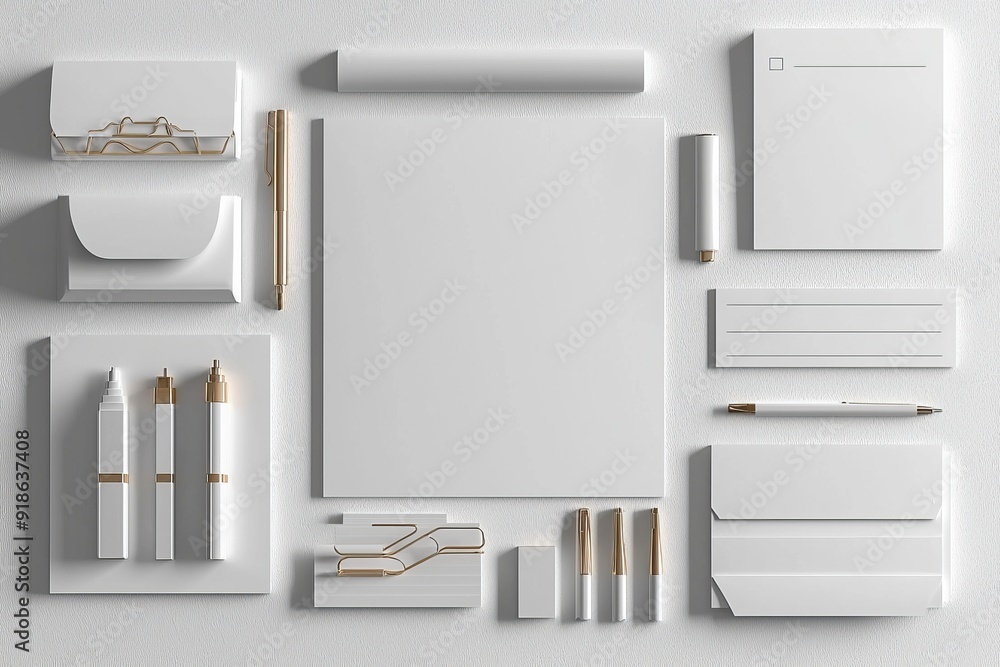 Realistic blank stationery set mockup isolated created with generative ai Realistic blank stationery set mockup isolated created with generative ai