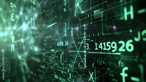 Mathematical background with number Pi, science wallpaper 