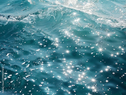 sunlight glinting on blue w...