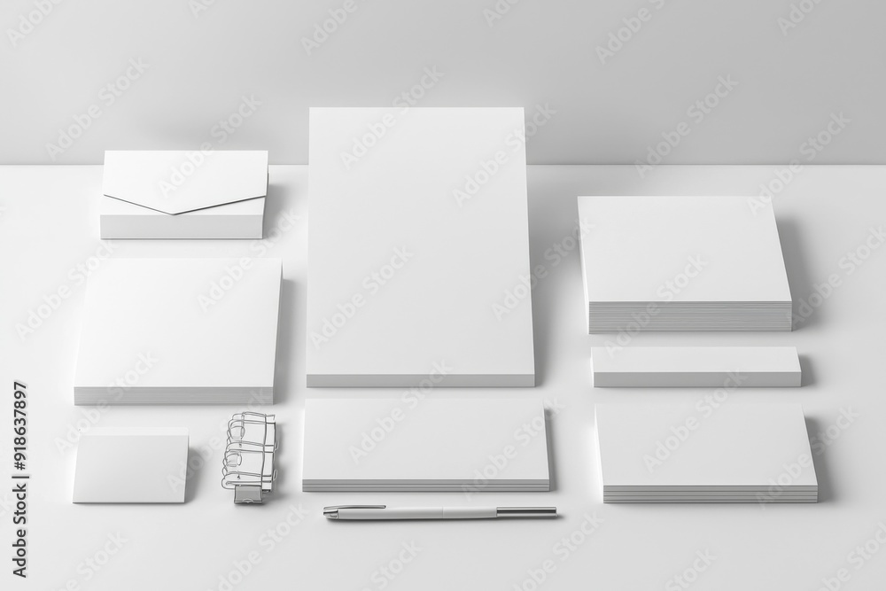 Realistic blank stationery set mockup isolated created with generative ai Realistic blank stationery set mockup isolated created with generative ai