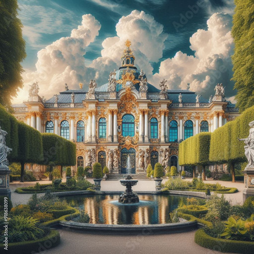 fountain in front of the palace