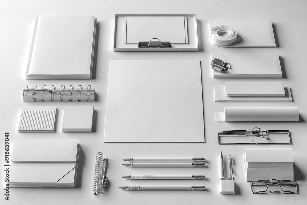 Realistic blank stationery set mockup isolated created with generative ai Realistic blank stationery set mockup isolated created with generative ai