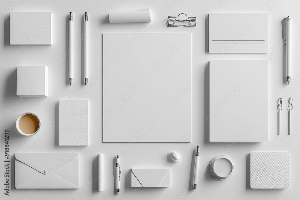 Realistic blank stationery set mockup isolated created with generative ai Realistic blank stationery set mockup isolated created with generative ai
