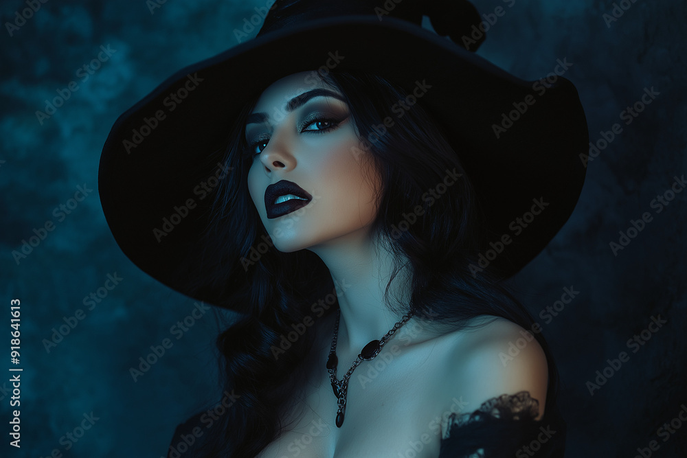 mysterious witch in black hat mysterious witch in black hat