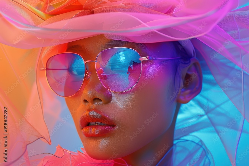 Holographic Fashion: A Vision in Pink and Blue Holographic Fashion: A Vision in Pink and Blue