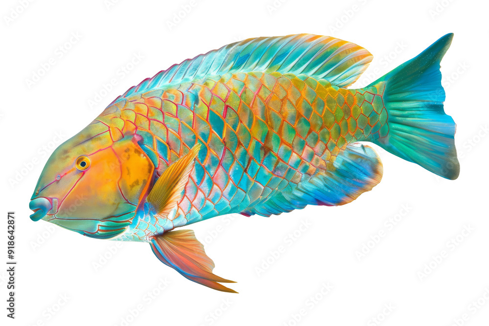 Fototapeta premium Colorful Parrotfish with Scales and Fins