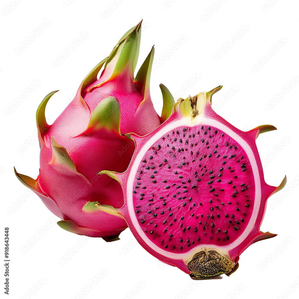 Closeup PNG dragon fruit on white background Closeup PNG dragon fruit on white background