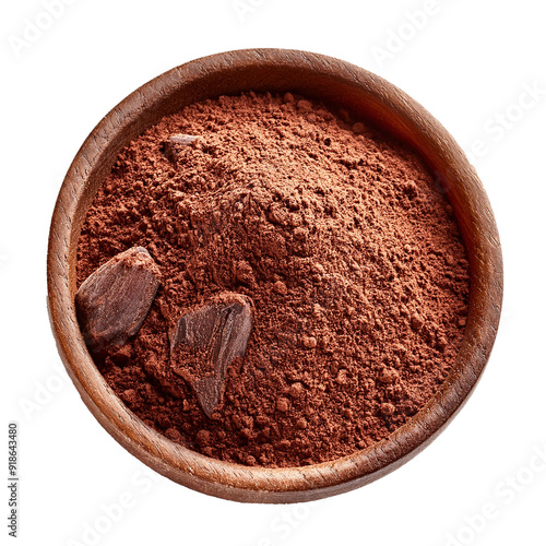 cocoa powder in a bowl isolated