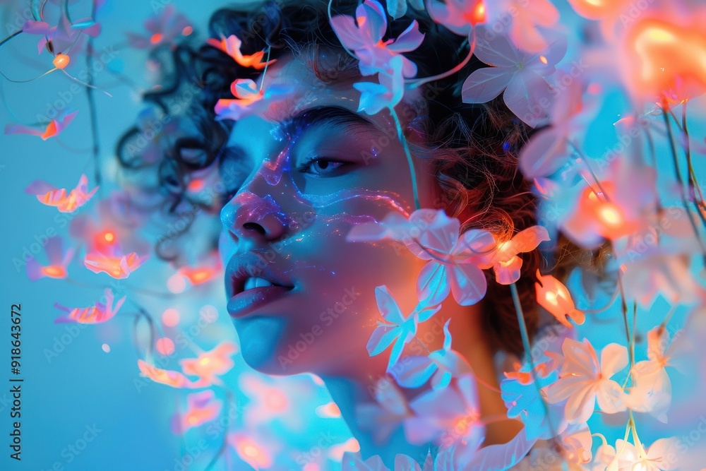 A Woman Embraced by Light and Bloom A Woman Embraced by Light and Bloom