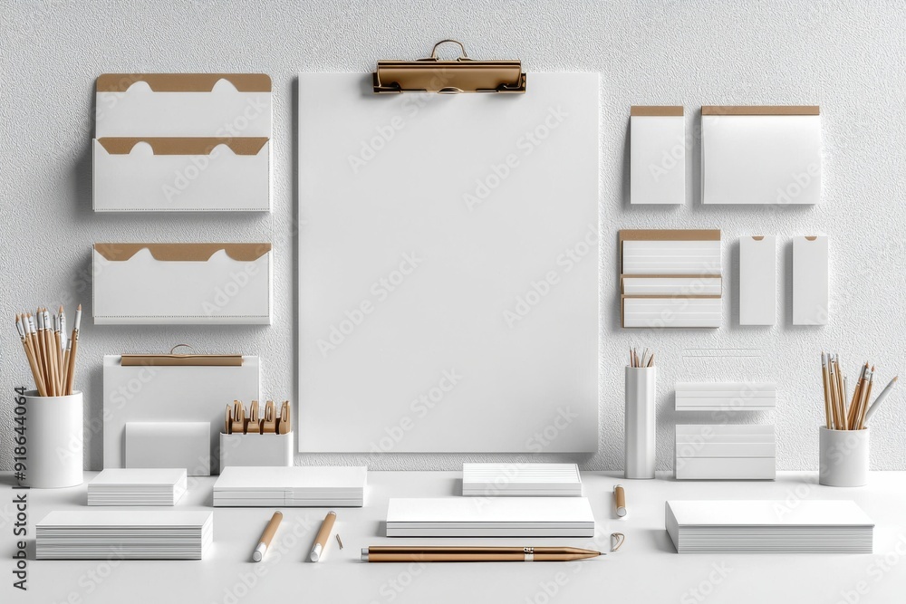 Realistic blank stationery set mockup isolated created with generative ai Realistic blank stationery set mockup isolated created with generative ai