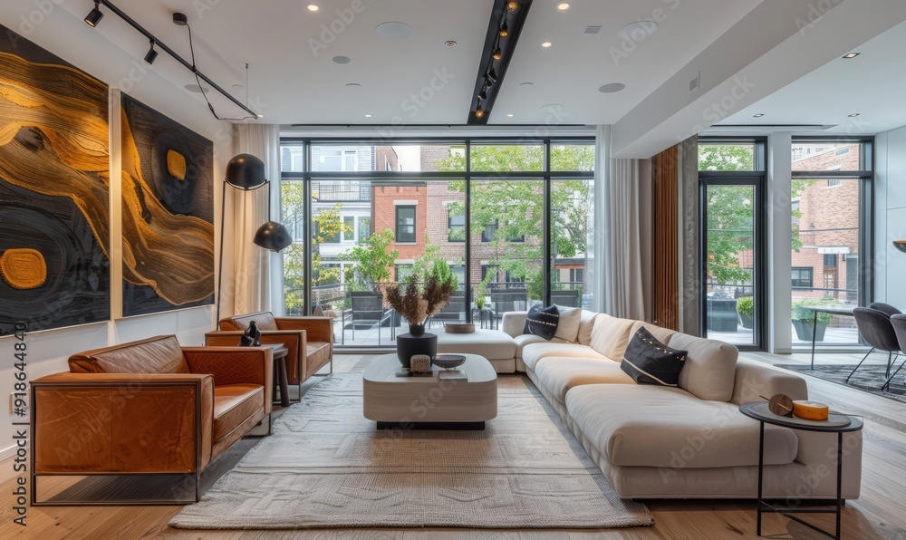 Naklejka premium Contemporary urban duplex with modern finishes.