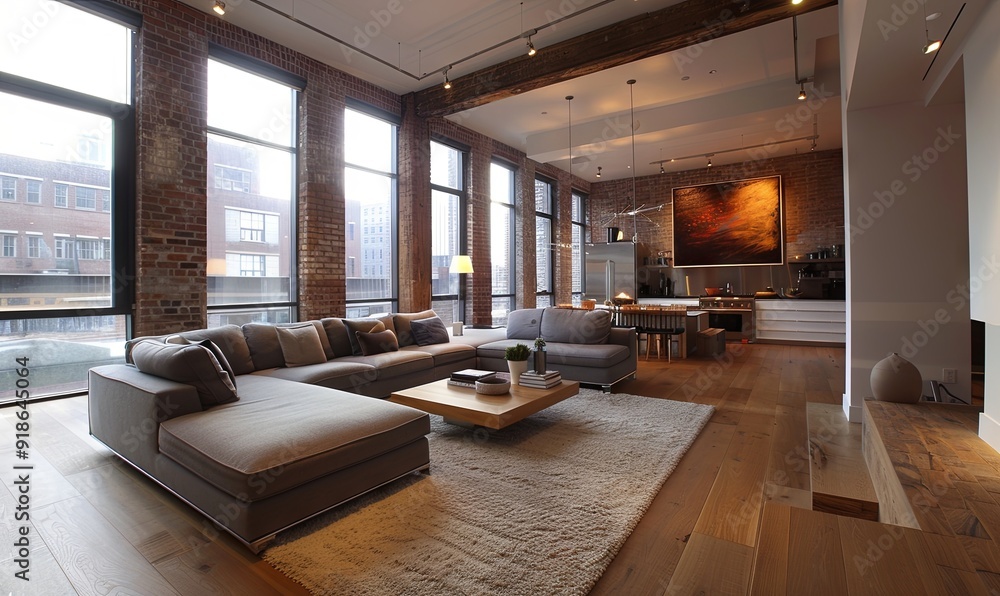 Luxurious urban loft with a minimalist aesthetic. Luxurious urban loft with a minimalist aesthetic.