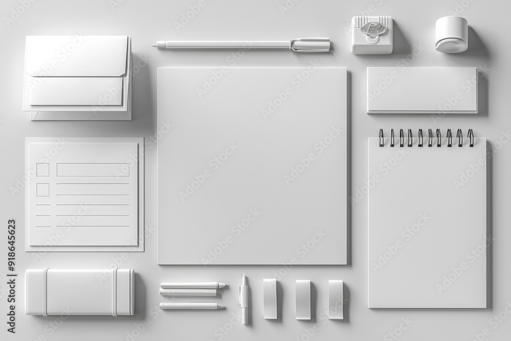 Realistic blank stationery set mockup isolated created with generative ai Realistic blank stationery set mockup isolated created with generative ai