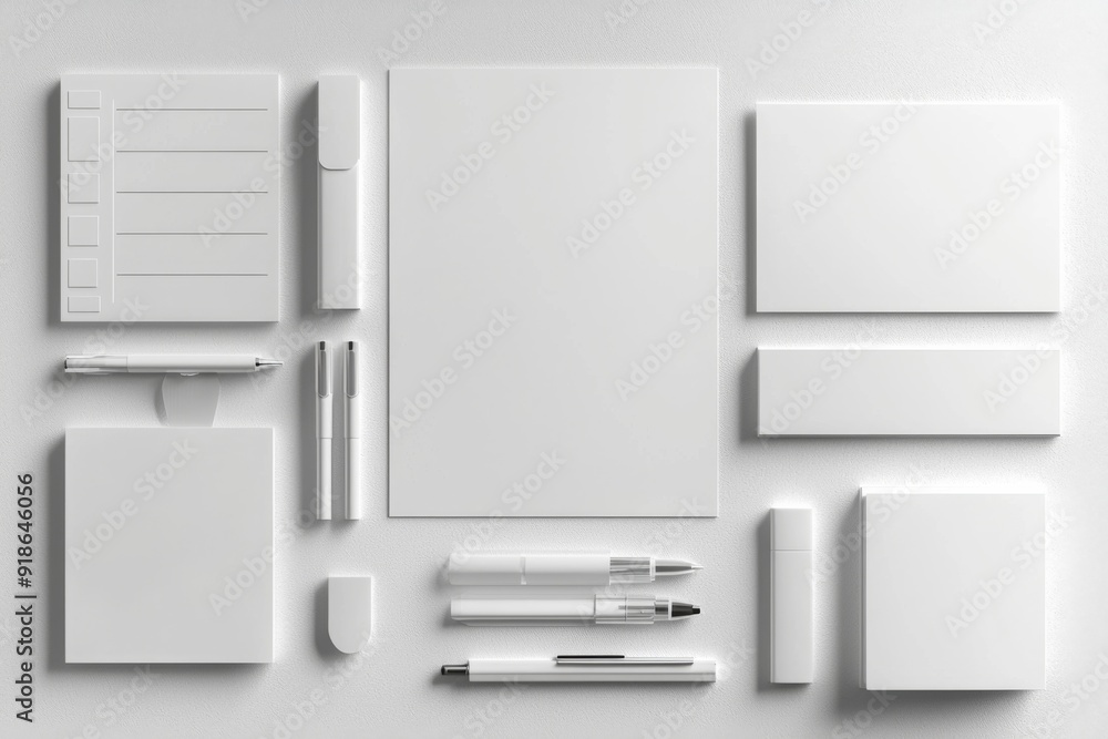Realistic blank stationery set mockup isolated created with generative ai Realistic blank stationery set mockup isolated created with generative ai