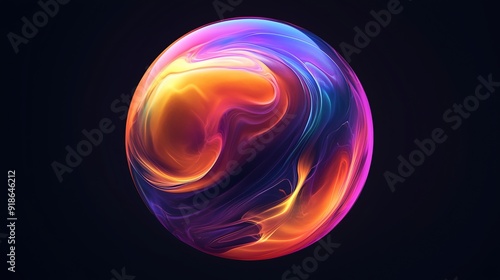 Vivid and Energetic Abstract Sphere with Swirling Colors