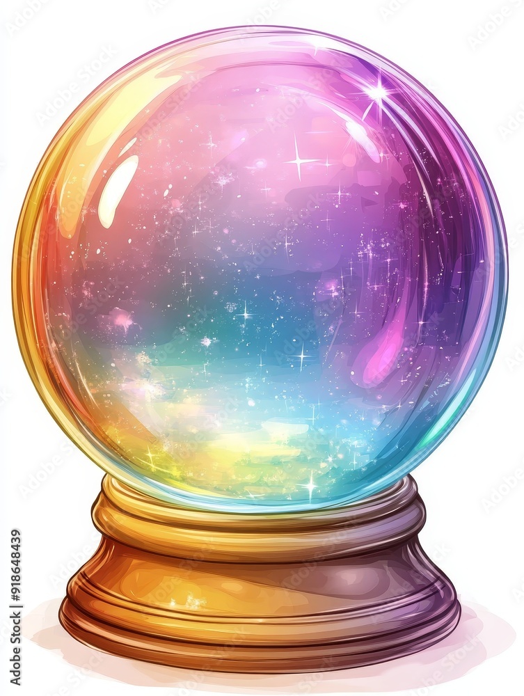 Mystical Crystal Ball with Rainbow Galaxy Mystical Crystal Ball with Rainbow Galaxy