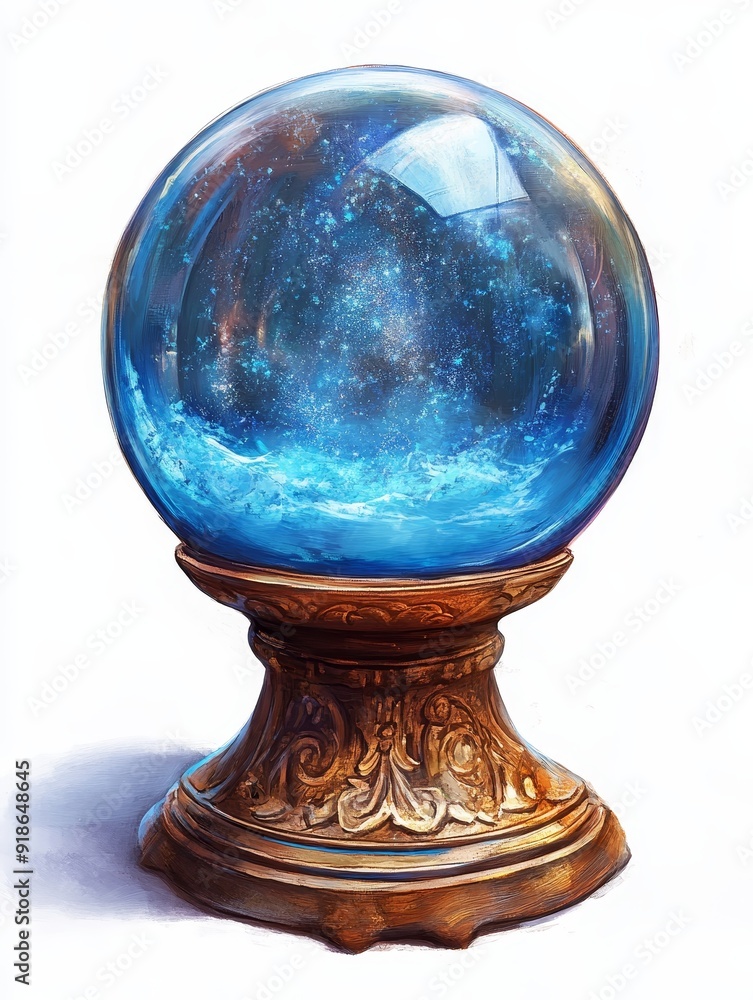 Blue Crystal Ball with Golden Stand Blue Crystal Ball with Golden Stand