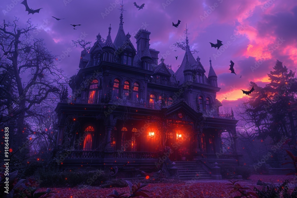 Haunted Mansion at Dusk With Bats Haunted Mansion at Dusk With Bats