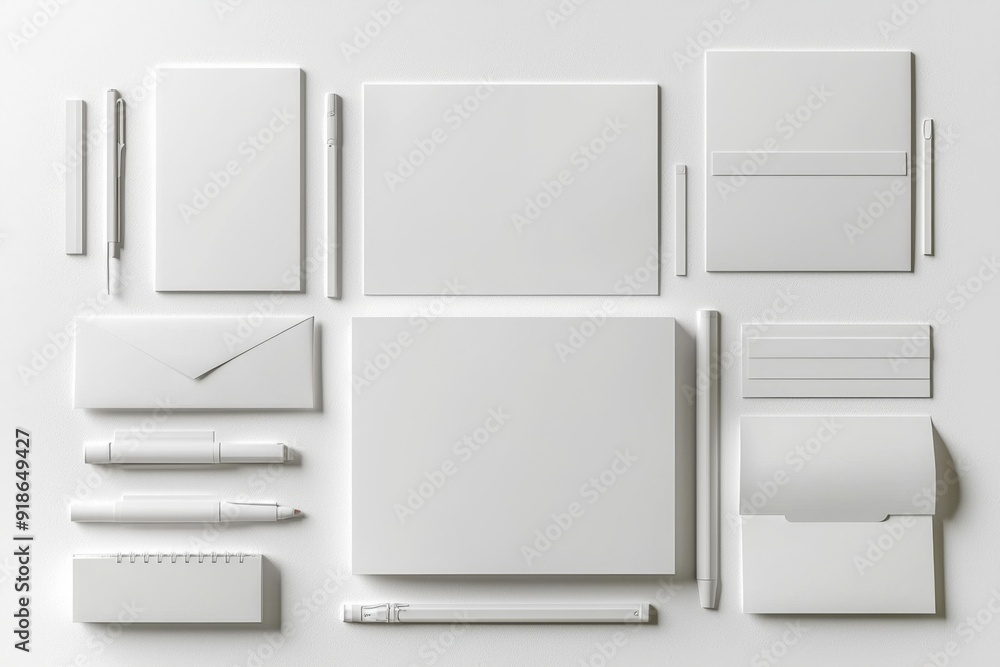 Realistic blank stationery set mockup isolated created with generative ai Realistic blank stationery set mockup isolated created with generative ai