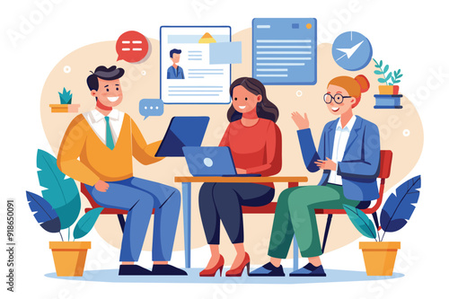 interviewing a candidate ai illustration hiring officer recruitment illustrations