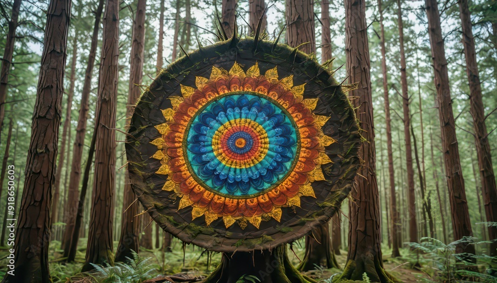 Fototapeta premium Mandala Art in a Forest.