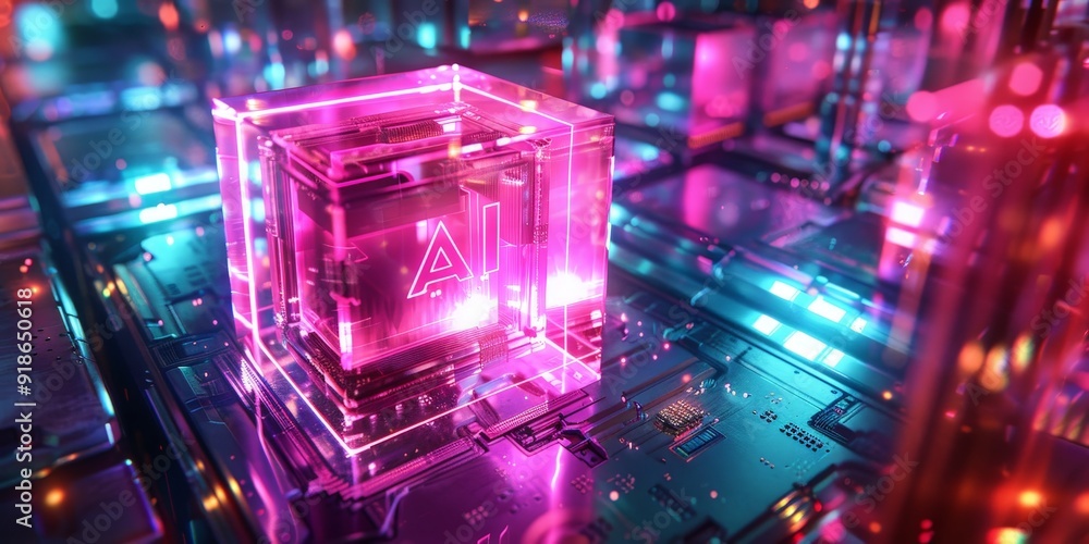 Futuristic digital background with glowing advance AI chip Futuristic digital background with glowing advance AI chip