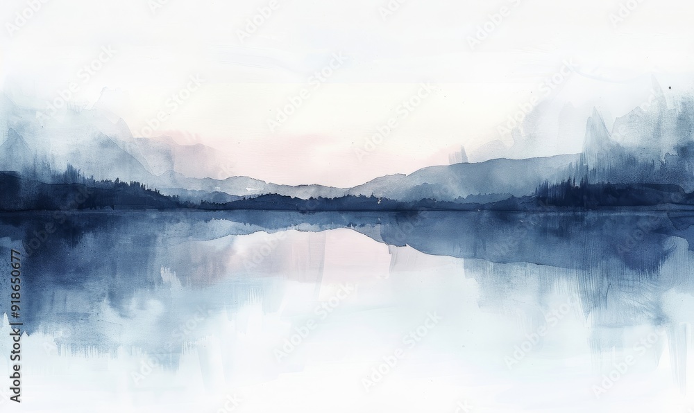 Watercolor abstract twilight reflections on white. Watercolor abstract twilight reflections on white.
