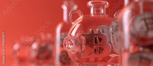 Transparent piggy bank with...