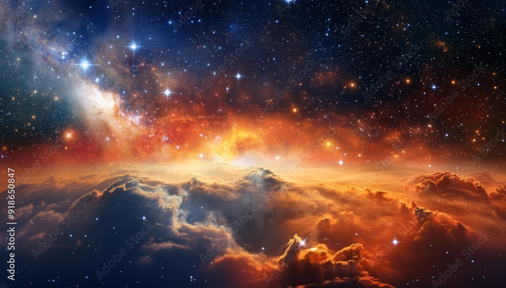 Fototapeta premium Colorful space galaxy cloud nebula. Star birth Region - an image of a starbirth region within a galaxy, showcasing colorful universe. Graphic art illustration. Supernova background wallpaper