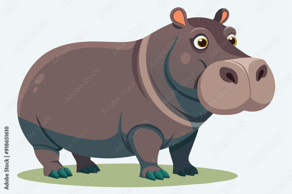 Obraz premium Hippo standing, side view. African animals. Vector illustration isolated on white background