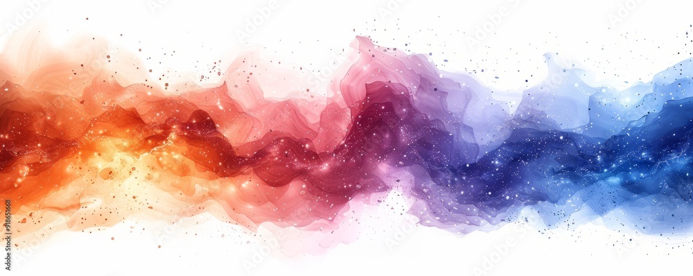 Watercolor abstract galaxy with light beams and stars on white. Watercolor abstract galaxy with light beams and stars on white.