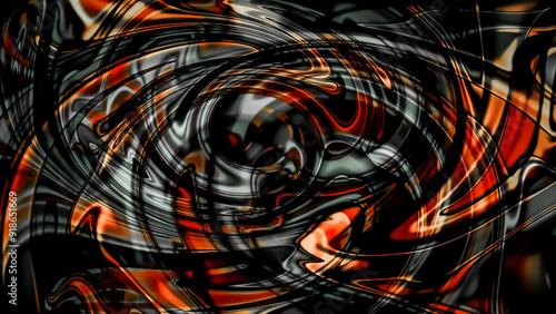 Liquid shapes and waves abstract background. Dark, colorful modern art fluid texture