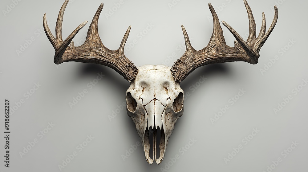 Deer skull with antlers isolated on white background. Deer skull with antlers isolated on white background.