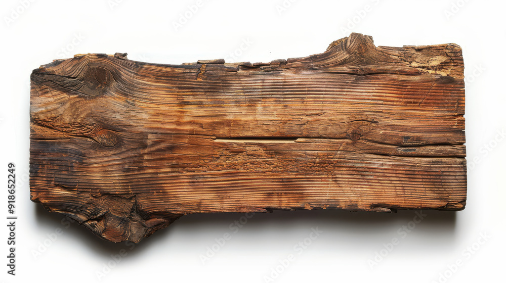 Raw wooden plank with a rustic appearance cut out on a clean white background. Raw wooden plank with a rustic appearance cut out on a clean white background.