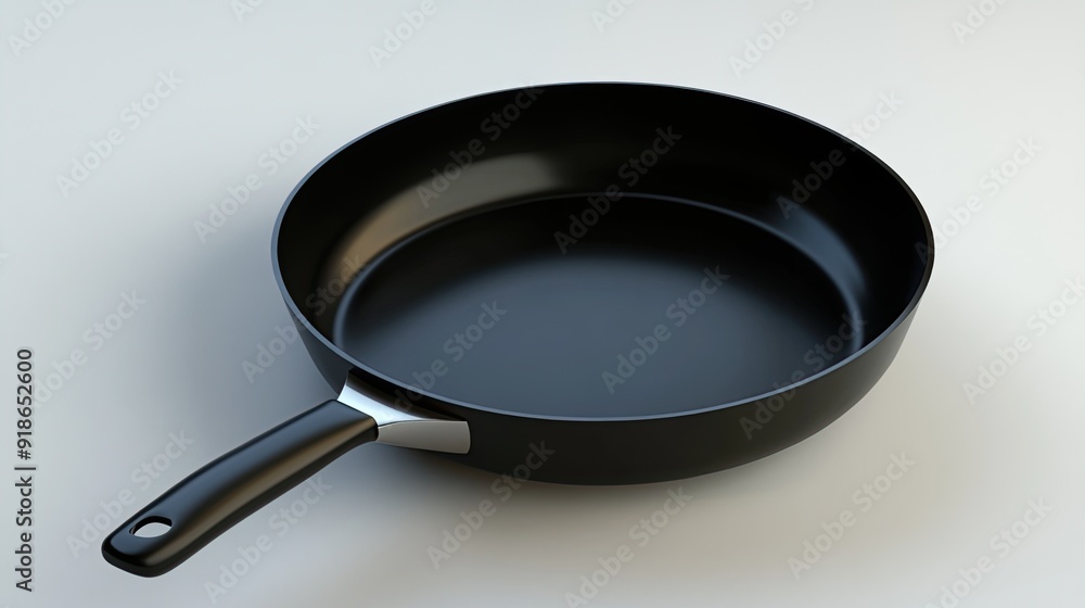 Empty black frying pan with silver handle isolated on white background. Empty black frying pan with silver handle isolated on white background.
