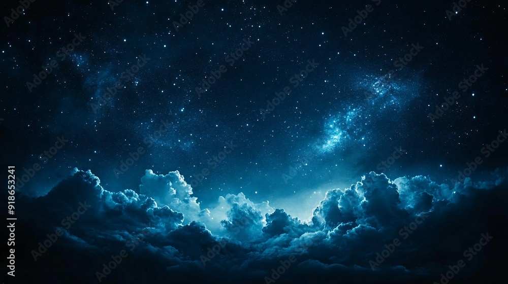 Starry Night Sky with Clouds