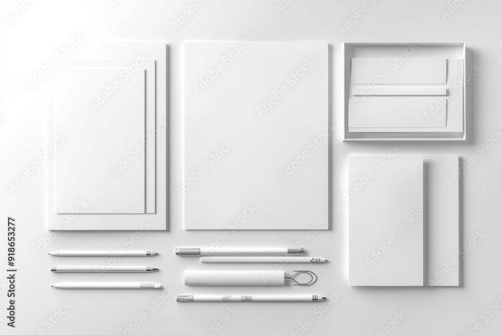 Realistic blank stationery set mockup isolated created with generative ai Realistic blank stationery set mockup isolated created with generative ai