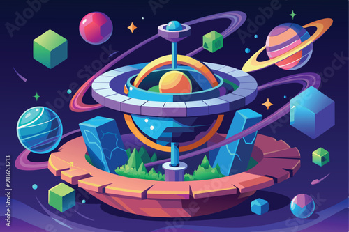 An artistic depiction of a futuristic city with a space station and planets, inviting prospective employees to join.