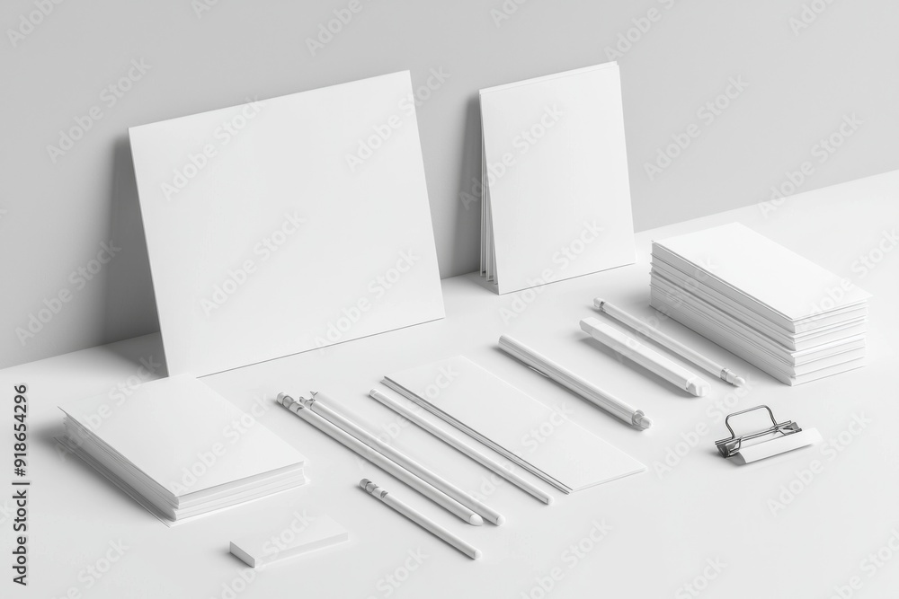 Realistic blank stationery set mockup isolated created with generative ai Realistic blank stationery set mockup isolated created with generative ai