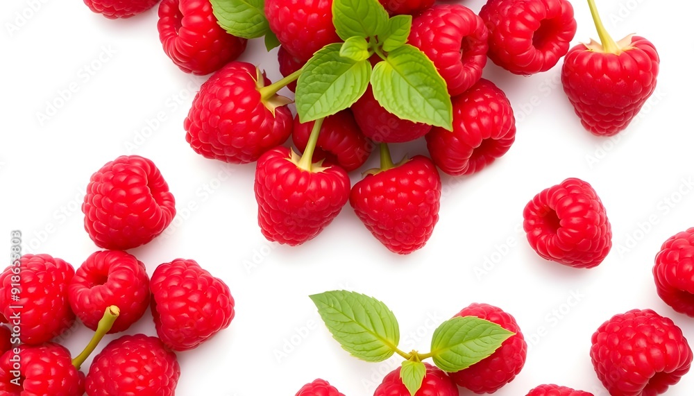 Red Raspberries on White Background Red Raspberries on White Background