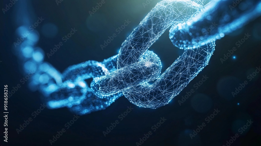 Blockchain Network: Digital Chain in Blue Blockchain Network: Digital Chain in Blue