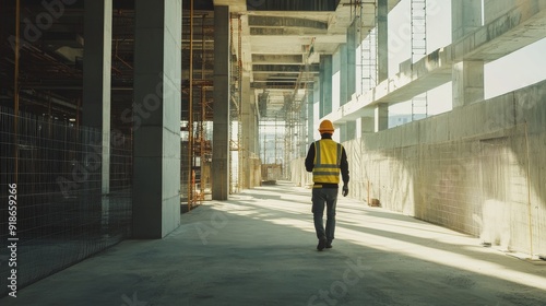 Wallpaper Mural Worker in Safety Gear at a Construction Site Torontodigital.ca