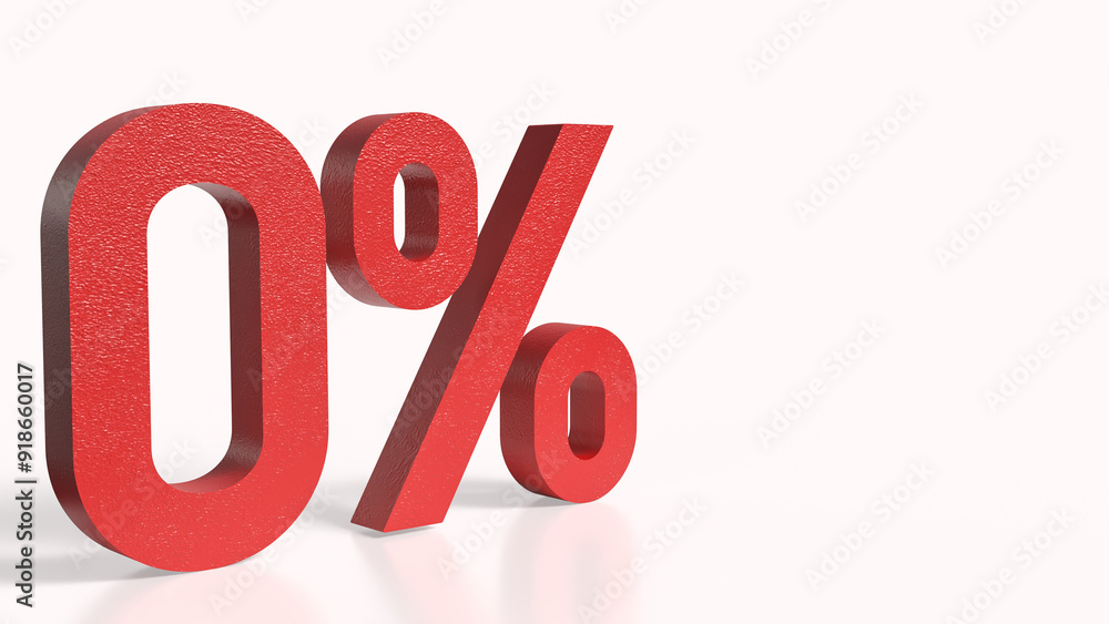 The red zero percent for Business concept 3d rendering. The red zero percent for Business concept 3d rendering.