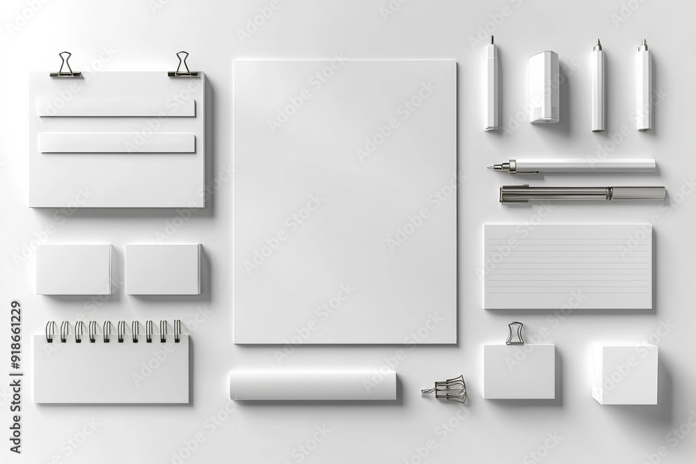 Realistic blank stationery set mockup isolated created with generative ai Realistic blank stationery set mockup isolated created with generative ai