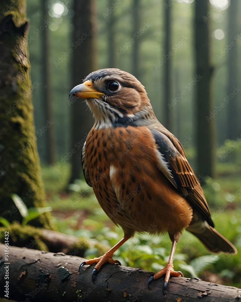 Retrato pajaro de perfil en un bosque Retrato pajaro de perfil en un bosque