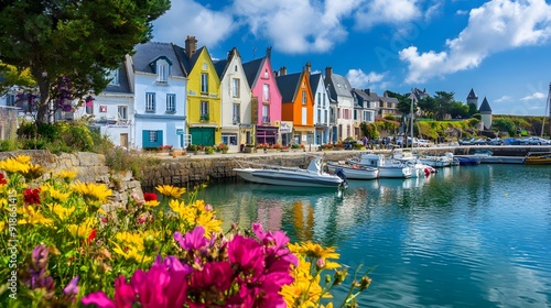 Colorful harbor of La Trinité sur Mer in Brittany, Morbihan photo