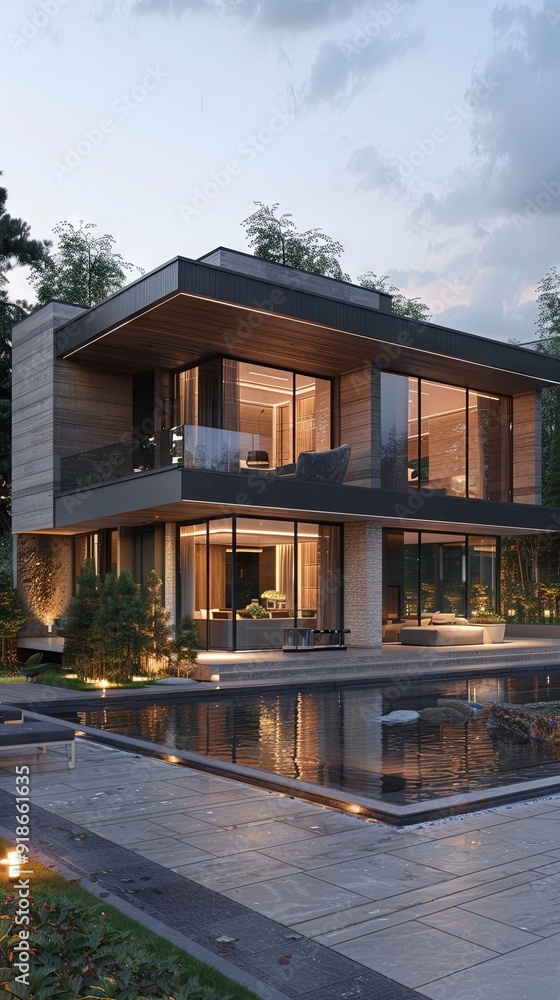 Minimalist urban villa with large, open spaces. Minimalist urban villa with large, open spaces.
