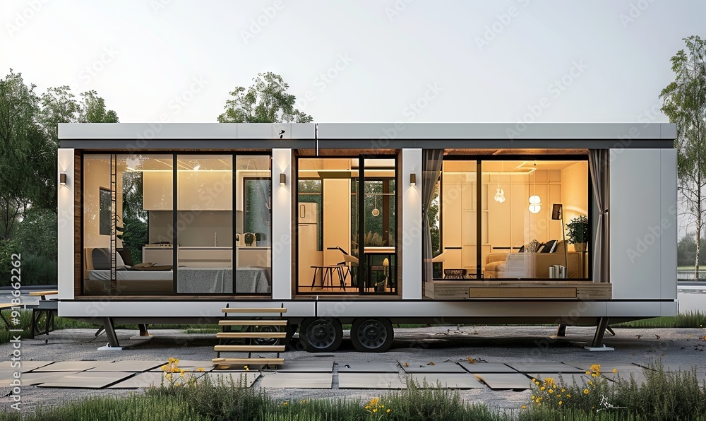 Minimalist tiny home with a modular layout. Minimalist tiny home with a modular layout.